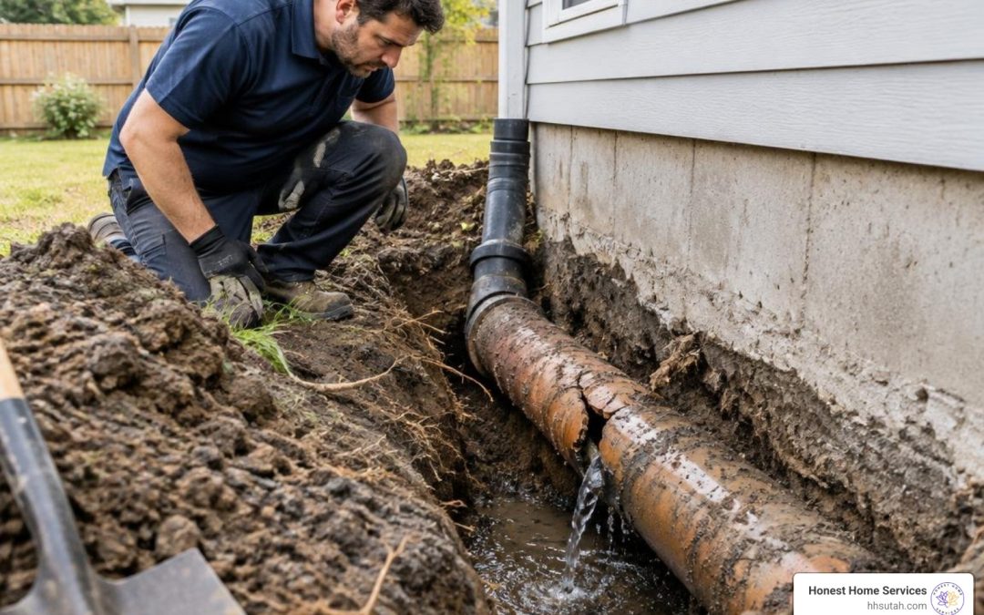 broken sewer pipe under house